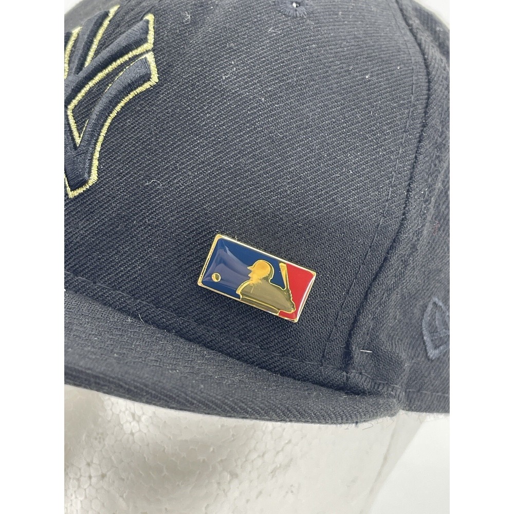 New York Yankees Snapback Hat Cap Logo Black Gold New Era GOLD MLB PIN‎ RARE - Picture 10 of 12